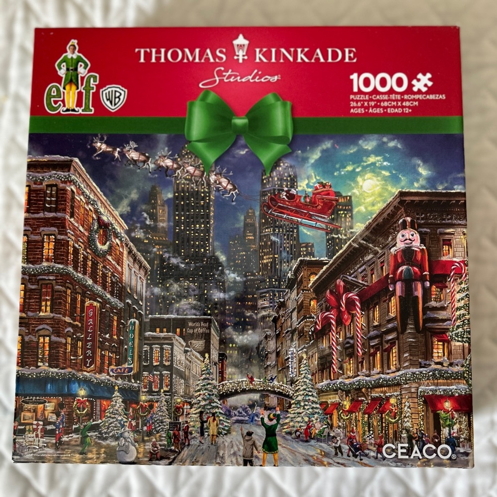 Thomas Kinkade Christmas Puzzle - Red, Green, Blue